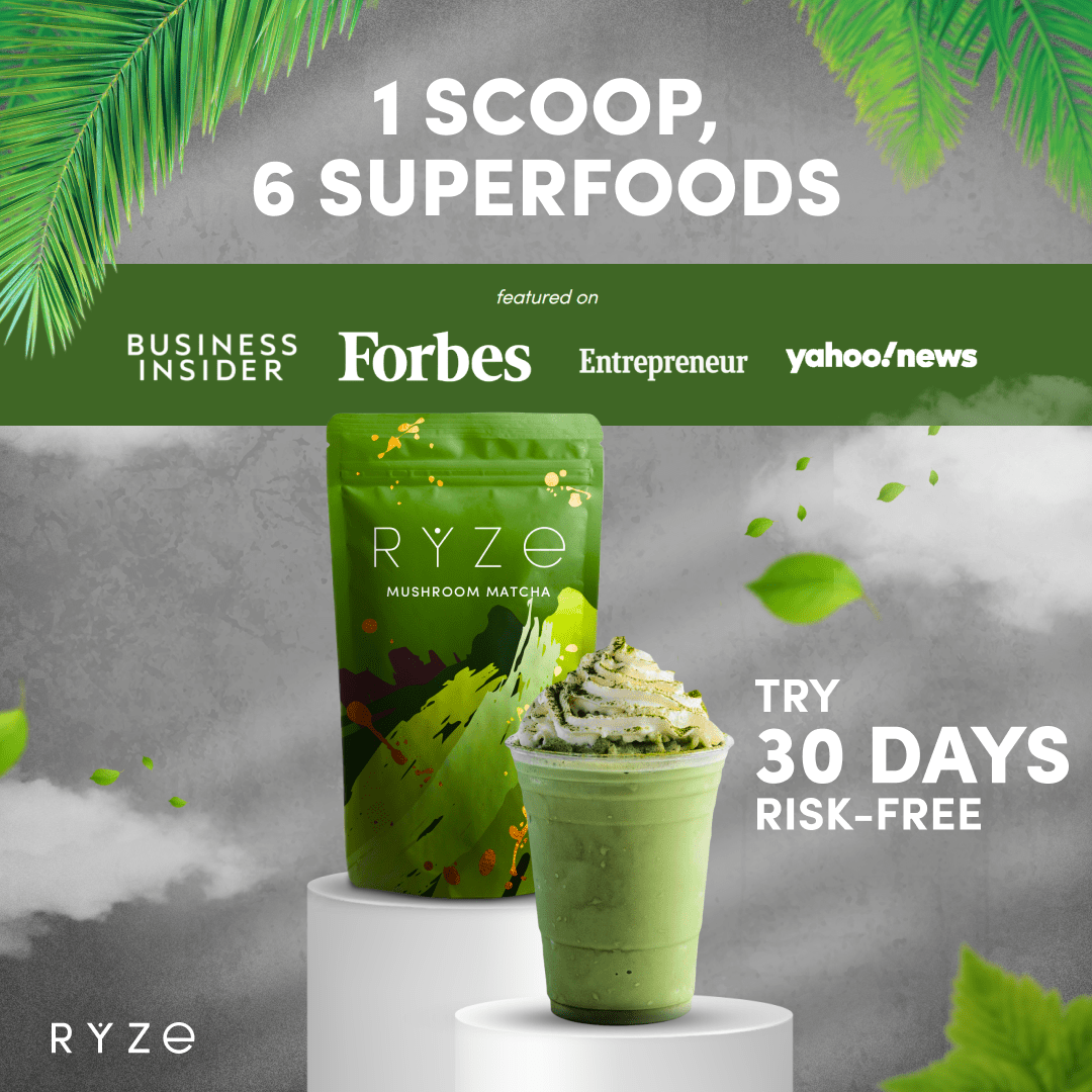 RYZE Organic Mushroom Matcha Starter Kit (60 servi